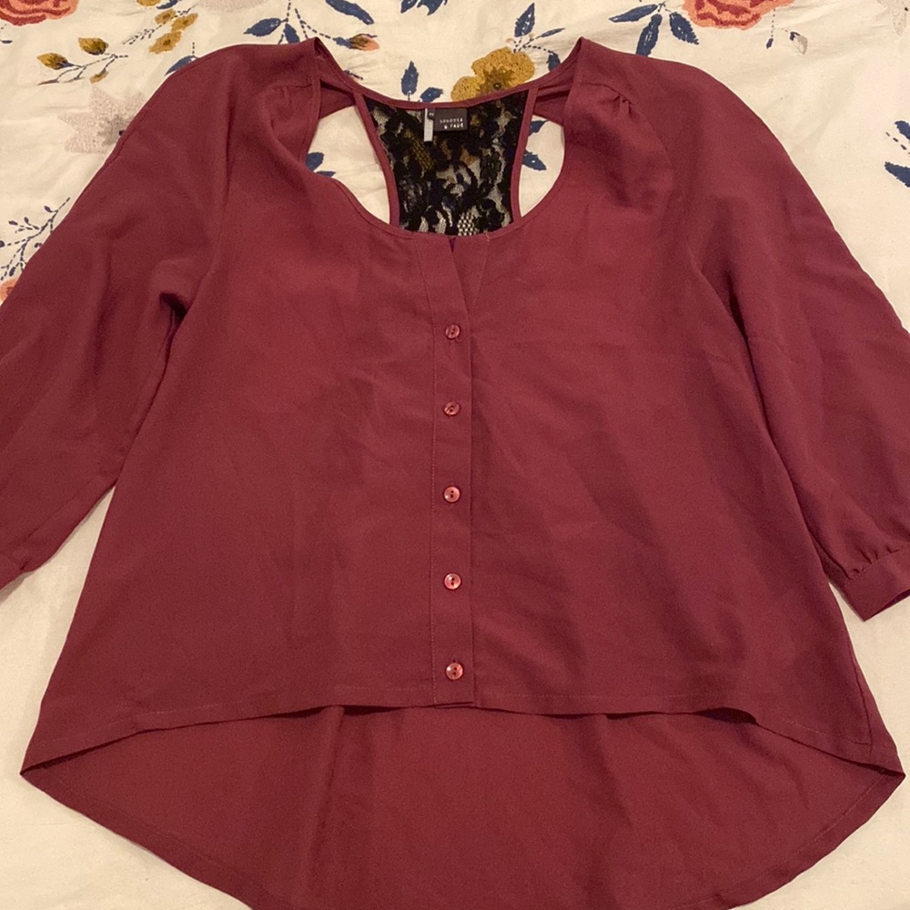 Fuchsia Top with Lace Back Cut Out